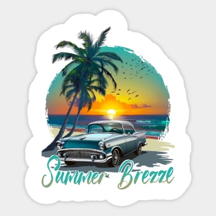 Summer Breeze Retro Summer Vibes Beach Life Classic Car Novelty Gift Sticker